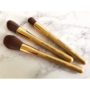 MOTD Gold Goddess Makeup Trio Brush Set- Brush, Contour, Highlight, Bronze